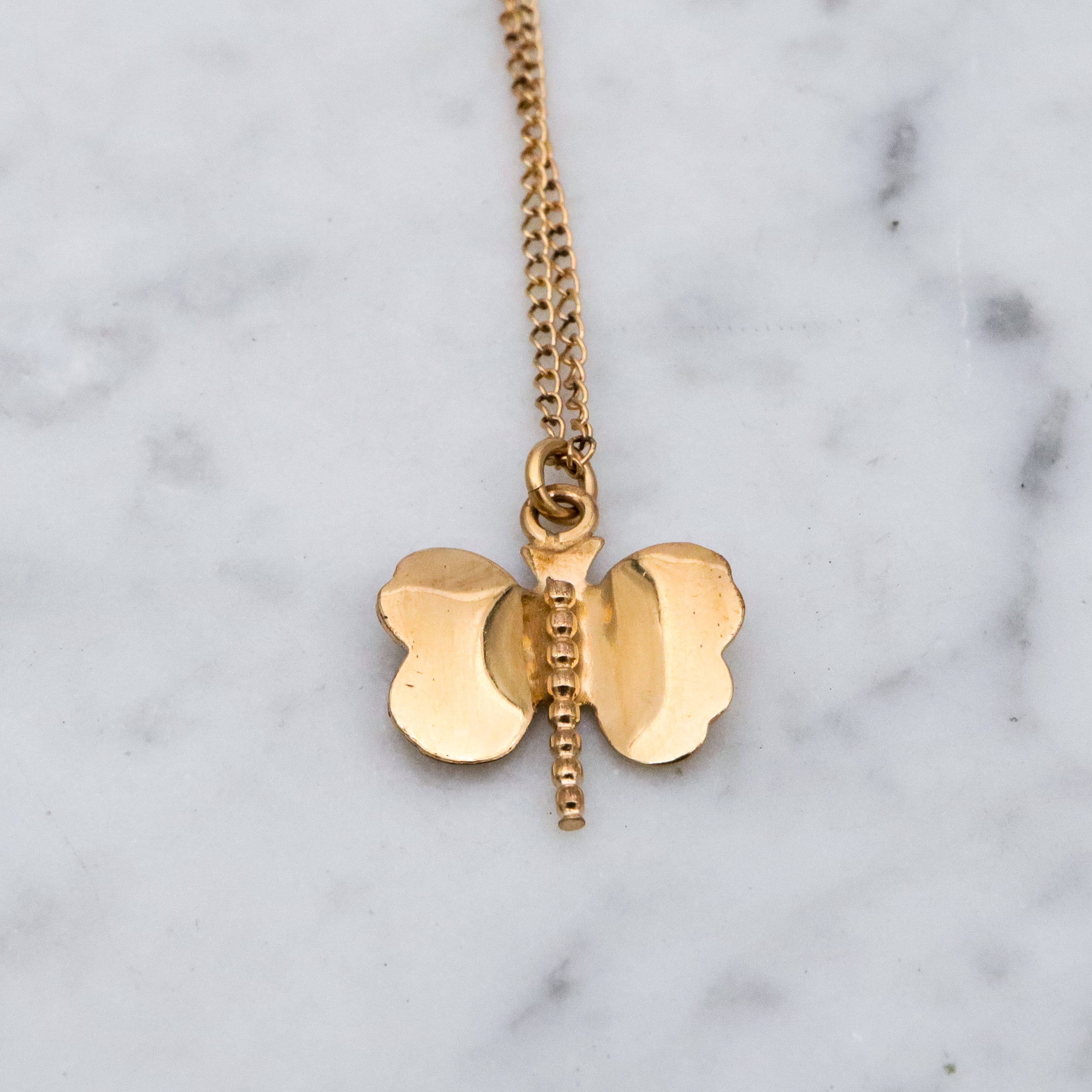 Mid Century 12k gold filled butterfly pendant necklace